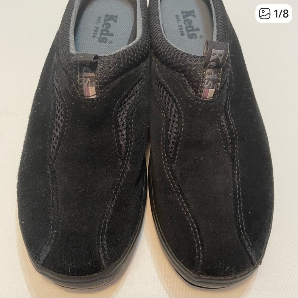 Keds Womens  Black Suede Slip-Ons 6.5 SB-1
